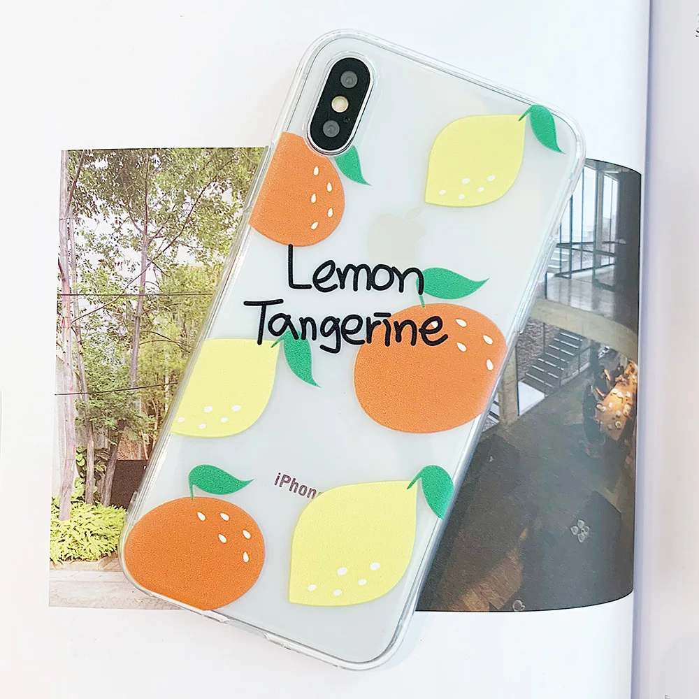 KIPX1106_2_JONSNOW Clear Soft Case For iPhone 6S 7 8 Plus X XR XS Max Delicious Fruit Pattern Ultra-thin Transparent Silicone Back Cover