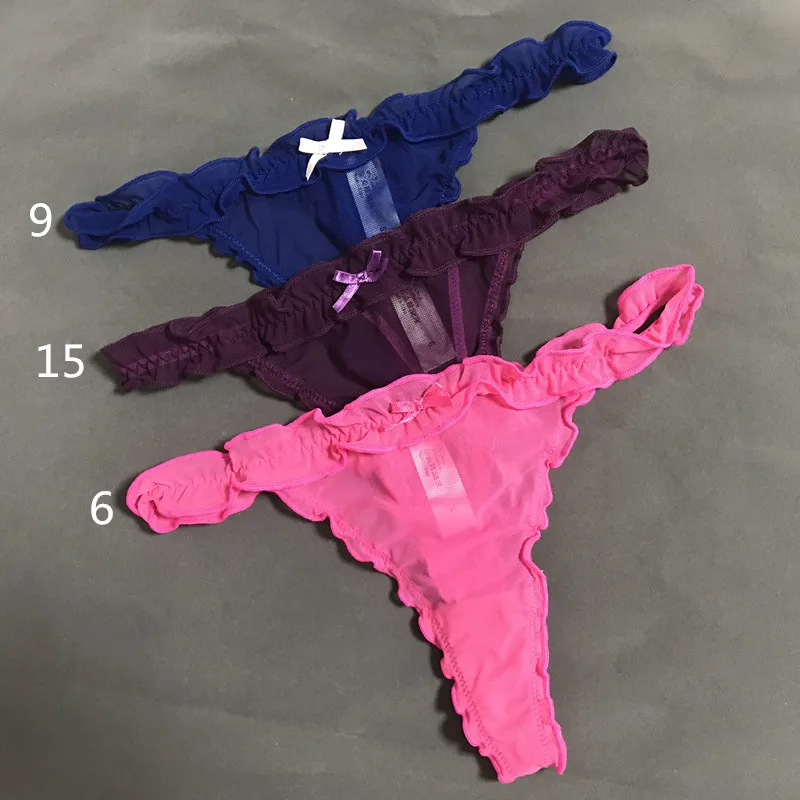 1PCS Ruffled Thong Sexy Underwear Women Thongs Lace Panties Transparent Gauze G String For Ladies T Back Mesh 1PCS Ruffled Thong Sexy Underwear Women Thongs Lace Panties Transparent Gauze G String For Ladies T Back Mesh