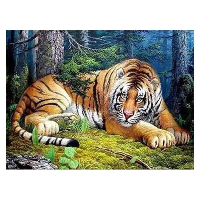 

Diamond Embroidered Tiger 5D Diamond Painting Tiger Animal Cross-Stitch Diamond Home Decoration LUOVIZEM L360
