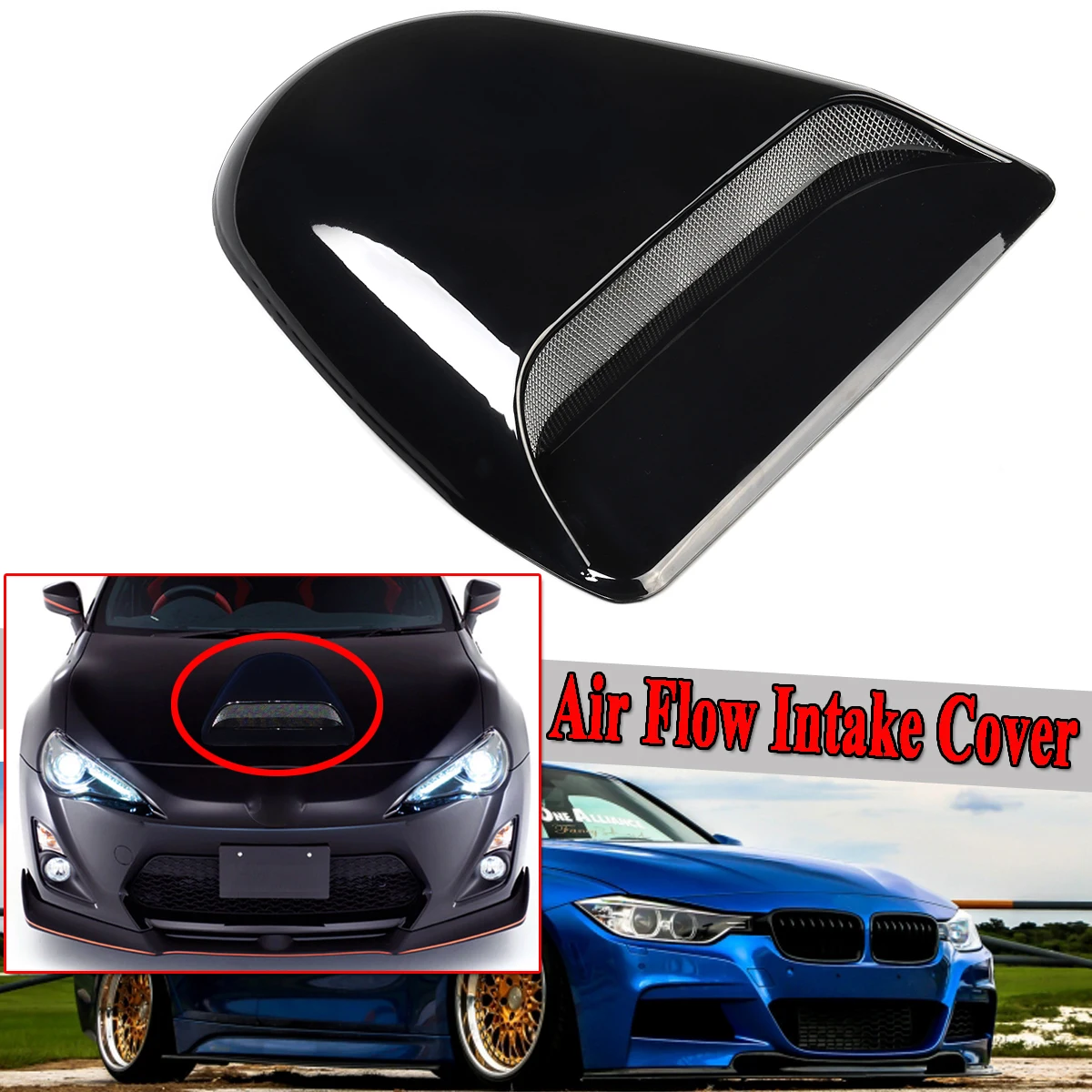 

Car Styling 3D Simulation Air Flow Cover Universal Decorative ntake Hood Scoop Turbo Bonnet Vent Cover Car Styling