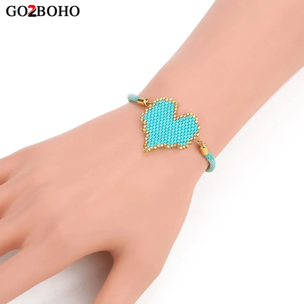 Женский браслет с бусинами Go2boho плетеный в форме сердца из стекла ручной работы