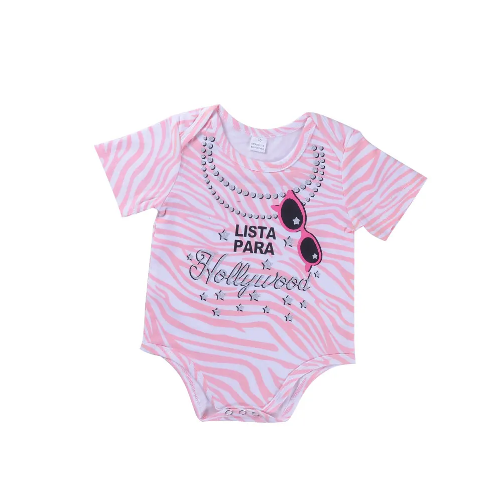 

Infant Baby Cloth Pink Striped Romper Lista Para Print Jumpsuit Bebe Girls Clothes