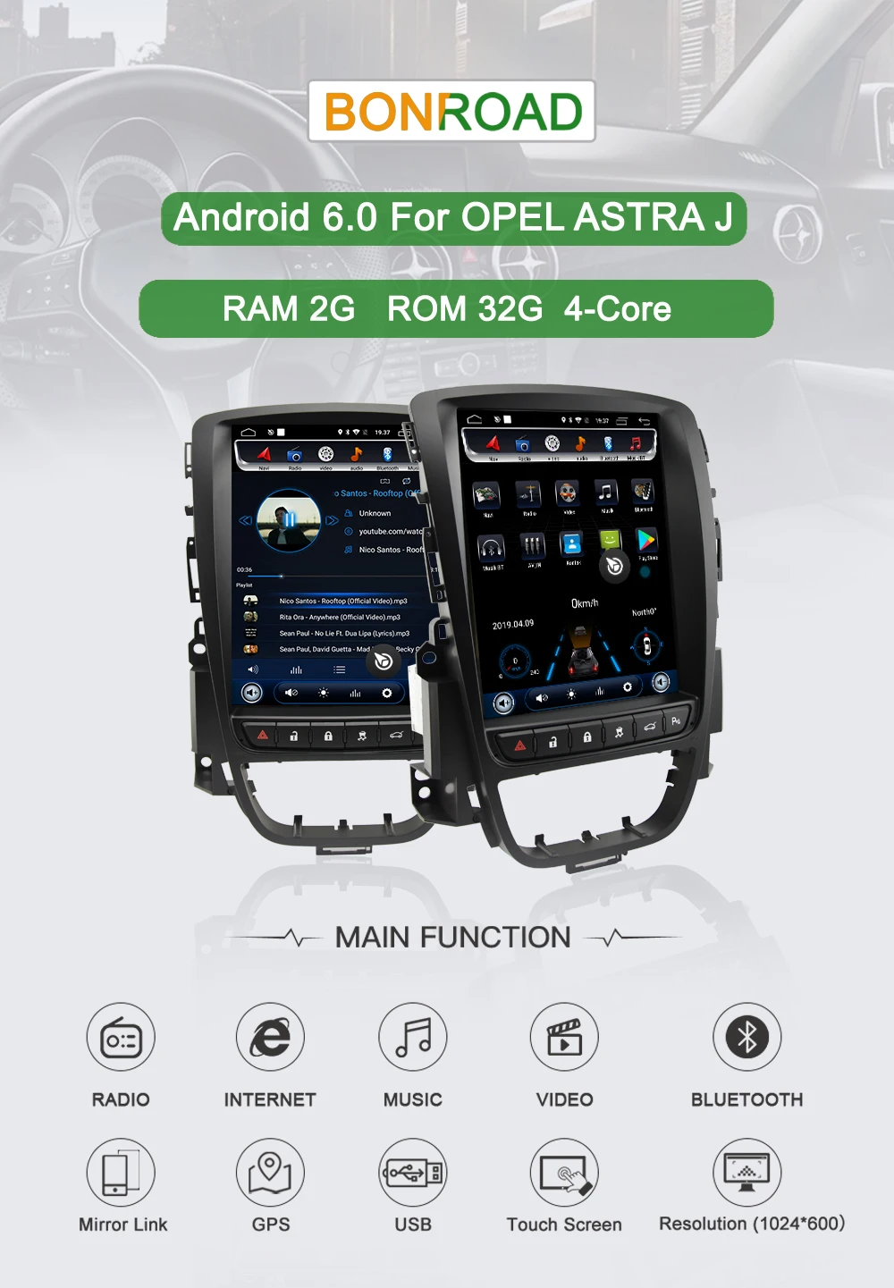 Excellent Bonroad Android 6.0 Car Multimedia Player  For Opel Vauxhall Holden ASTRA J 2010 -2013 Radio Player Navigation Audio Player 0