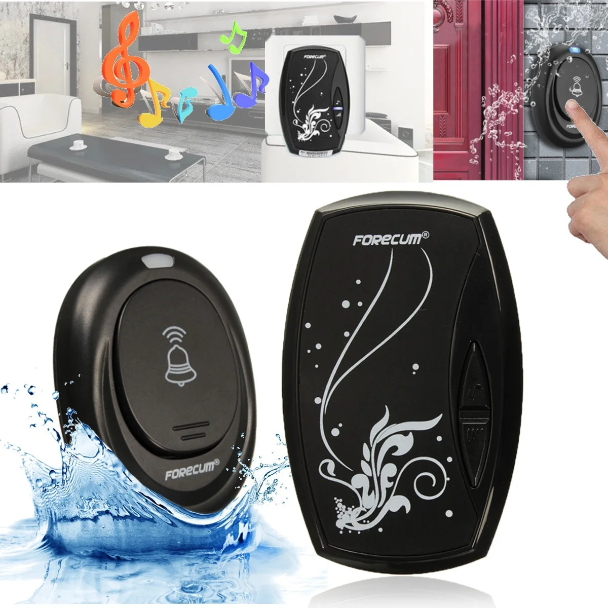 

Remote Forecum 36 Chimes Songs LED Wireless Remote Control Waterproof Doorbells EU/US XXM8