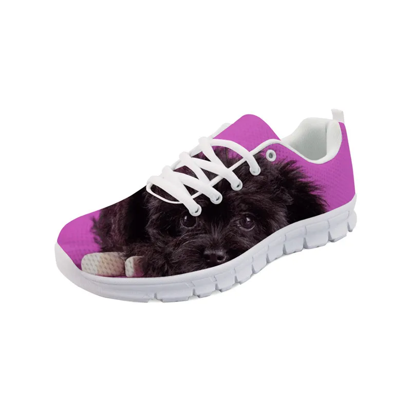 

Noisydesigns Print Sneakers for Women Breathable Lace Up Flats Personalized Female Ladies Mesh Shoes Dog Plus Tenis Feminino -AQ