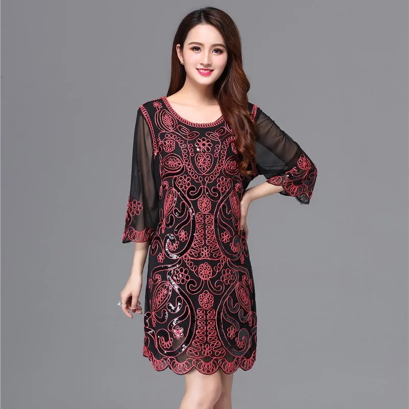 3XL-5XL винтажное платье с цветочной вышивкой Клубное vestidos de fiesta плюс размер vestido