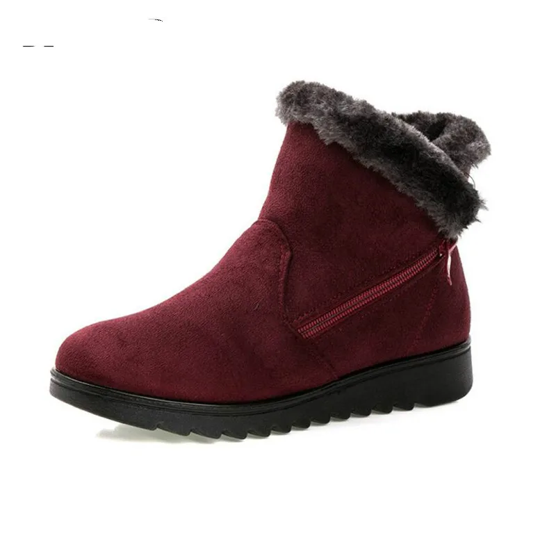 

Women Snow Boots Warm Short Fur Plush Winter Ankle Boot Plus Size Platform Ladies Suede Zip Shoes Female Comfort Drop Shipping