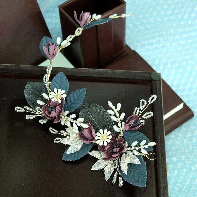 

Palace Retro dark green long style Brides Headdress women soft tiara headbands wedding hair Accessories