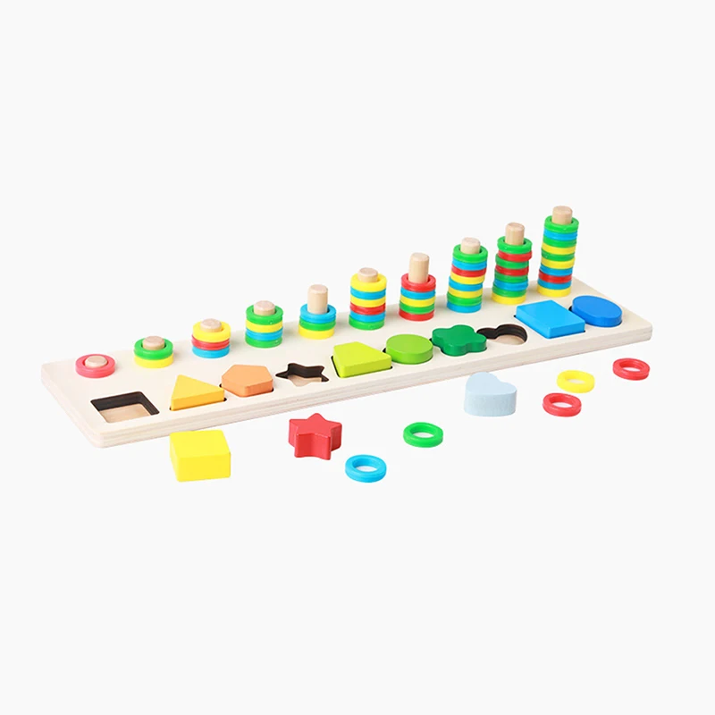 Детские деревянные игрушки Цифровой Форма логарифмической доска плиты геометрический Форма Stack строительные блоки дошкольного раннего образования Christm - Цвет: shape