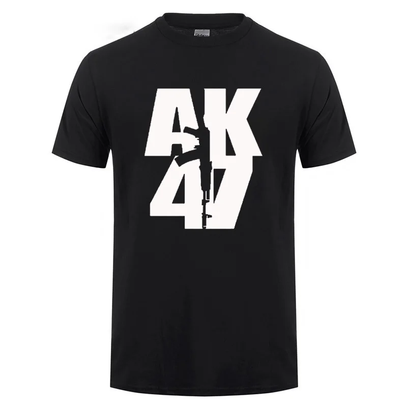 Мужская брендовая одежда Ak 47 футболка из хлопка с коротким рукавом и ружьём