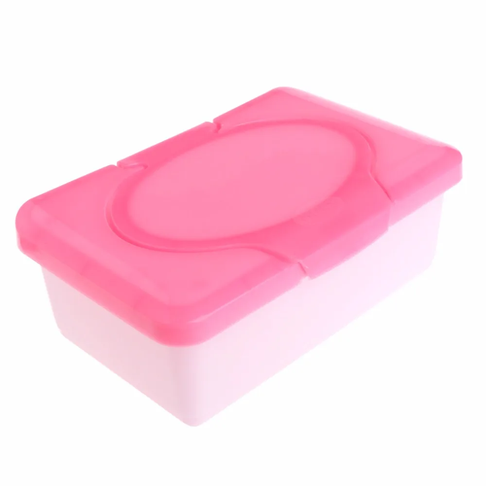 Pink GEZICHTA Travel Portable Wet Tissue Box,Baby Wipes Box Plastic Wipes Dispenser Tub Plastic Tissue Case Diaper Duty Organizer