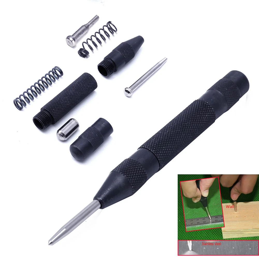 

5Inch Automatic Center Pin Punch Spring Loaded Marking Starting Holes Tool Wood Press Dent Marker Woodwork Tool Drill Bit