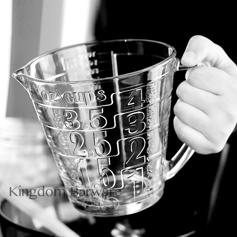 1PCS Clear Glass Liquid Measuring Cup With Large Handle Large Print