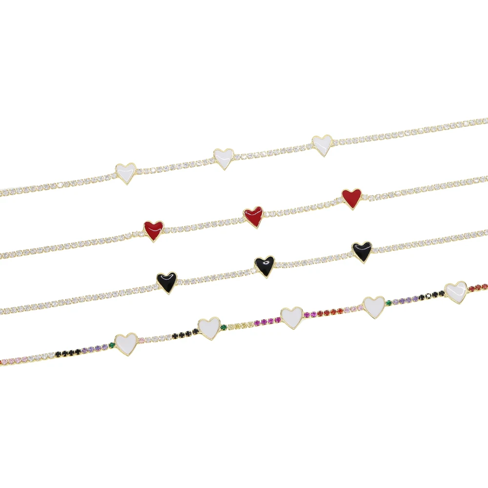 Подарок на день матери Золотая, радужная cz браслет ожерелье набор для женщин красочные красный черный белый сердце трендовые женские ювелирные изделия
