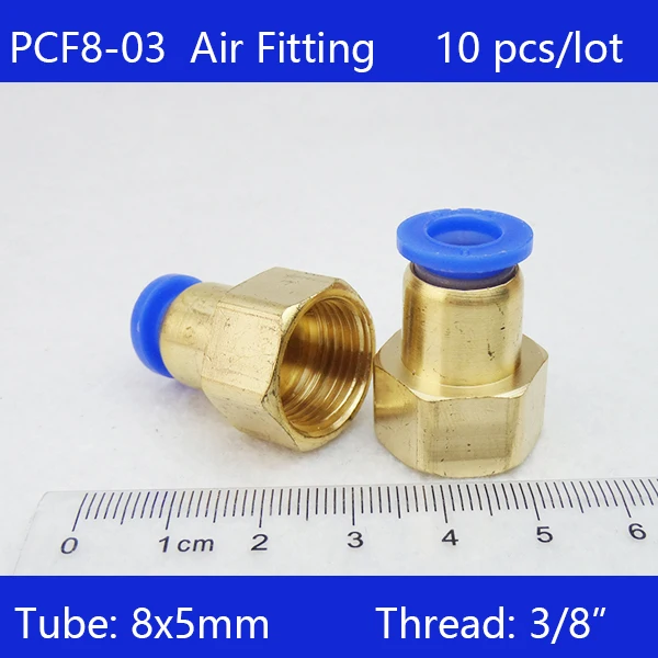 

Free shipping 10pcs PCF8-03, 8mm to 3/8' Pneumatic Connectors Female straight one-touch fittings
