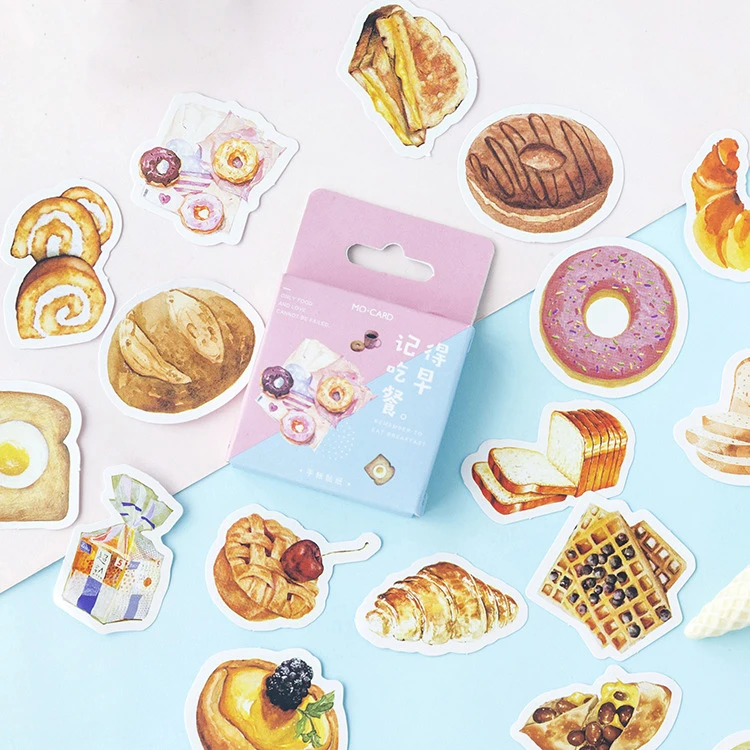 

46PCS/ PACK Kawaii Cute Bread Cake Donut Sticker Marker Planner Diary Stationery Stickers Scrapbooking Bullet Journal sl1449