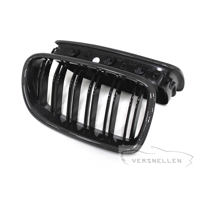 

Quality Fitment Carbon Fiber Dual Slat Front Kidney Grills Gloss Black Three Color M Look for BMW 5 Series F10 F11 F M5 2010 ON