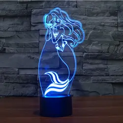 Русалки 3D Декор Bulbing ночь светодиоидное освещение дома настольная лампа ночник как рождественский подарок