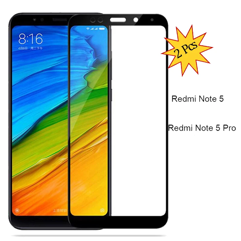 

2-Pack Premium Glass Redmi Note 5 Tempered Glass Screen Protector Xiaomi Redmi Note 5 Pro Full Cover Protective Glass Film