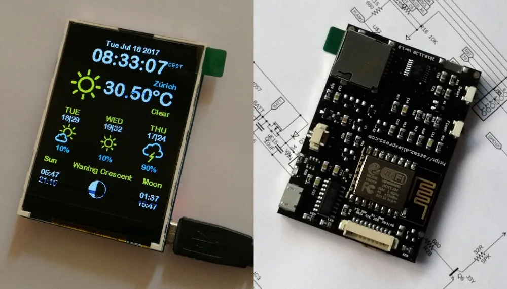 Esp8266 Погодная станция цветной дисплей 240x320 openweathermaps wifi с открытым исходным кодом github AZSMZ TFT TOUCH