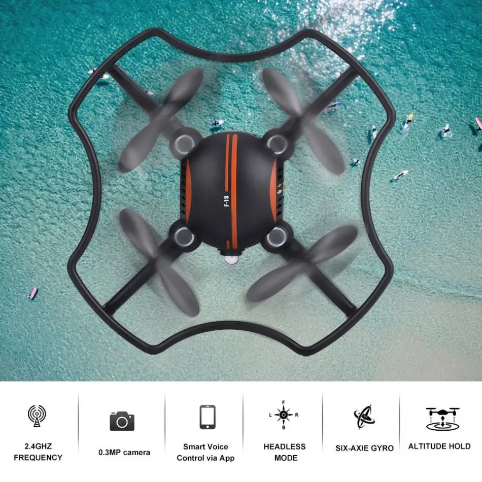 F19 мини беспилотные летательные аппараты с 0.3MP Камера 2,4 ГГц 4CH 6-Axis Gyro Безголовый режим Дистанционное Управление Quadcopter вертолет