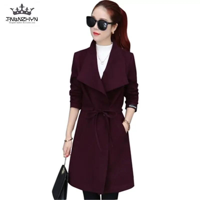 2017 New Winter Women Coat Preppy Woolen Jacket Winter Wool Coat Adjustable Belt Slim Long Winter Coat Warm Jacket Coat A2059