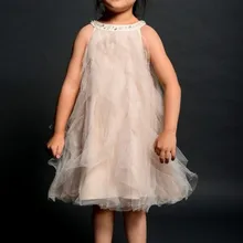 Белый цветок девочки платья для свадеб шампанское причастие платье дети рождество pageant платья для девочек