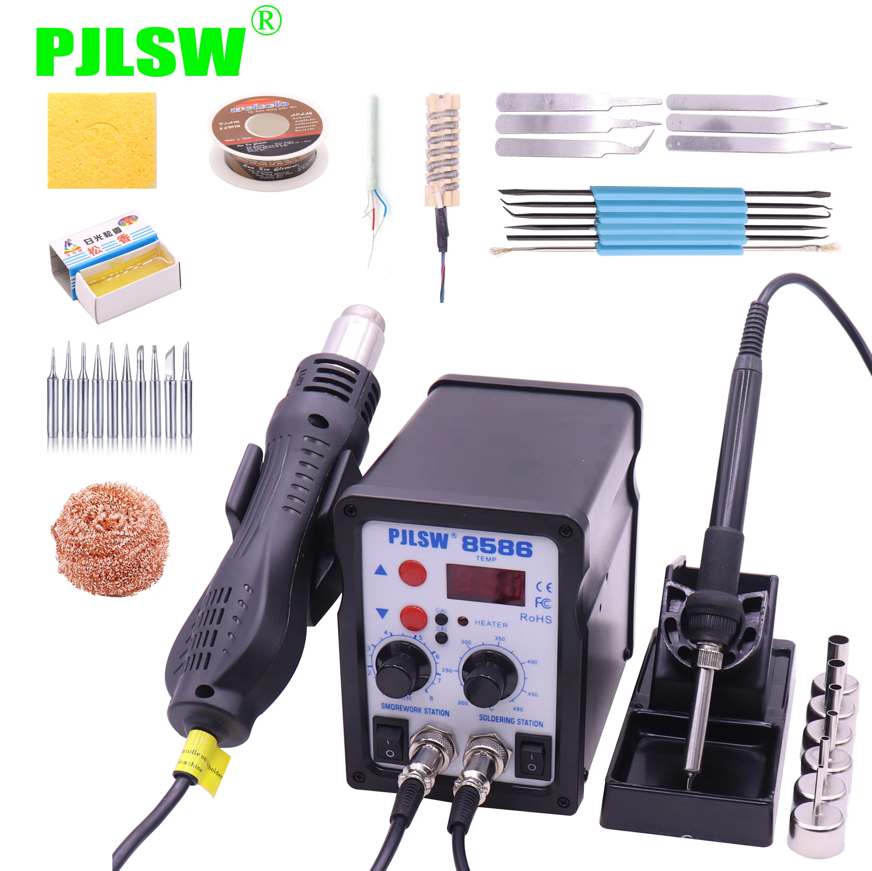 Goede PJLSW 8586 750W ESD Soldeerstation LED Digital Soldeerbout Desoldeerstation BGA Rework Soldeer Station Heteluchtpistool lasser