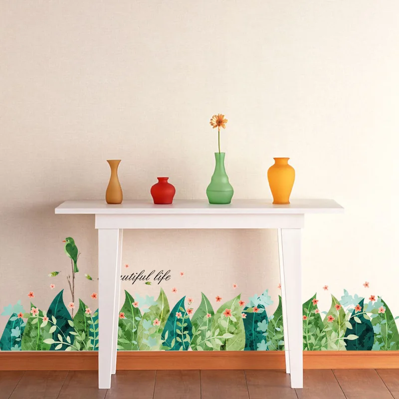 

Colorful Leaf Baseboard Skirting DIY Wall Sticker Waist Line Vinyl Stickers Kids Room Bedroom Kindergarten Decoration Home Decor