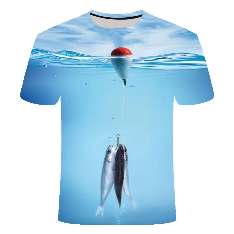 Прямая поставка, футболка с рыболовным принтом, Повседневная стильная футболка с короткими рукавами и круглым вырезом, 3D-принтом, большая белая акула, пляжные, Азиатские размеры