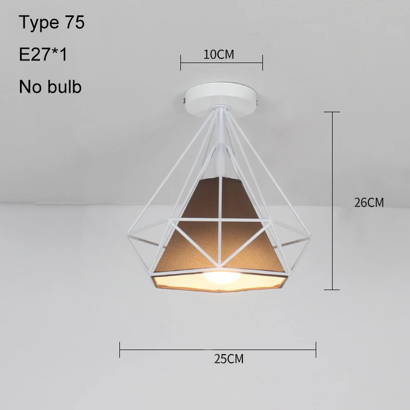 Светодиодные потолочные светильники, современный потолочный светильник, винтажный плафон, клетка, плафон для гостиной, промышленный декор, подвесной светильник - Цвет корпуса: Type 75 no bulb