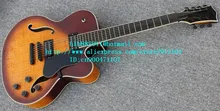 free shipping new 7 strings hollow electric guitar in orange with mahogany body for jazz music made in China LL13