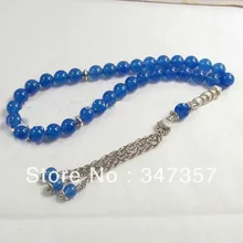 Дизайн натуральный 33 синий камень агат молитвенные бусины 8 мм Исламские мусульманские чётки Бог