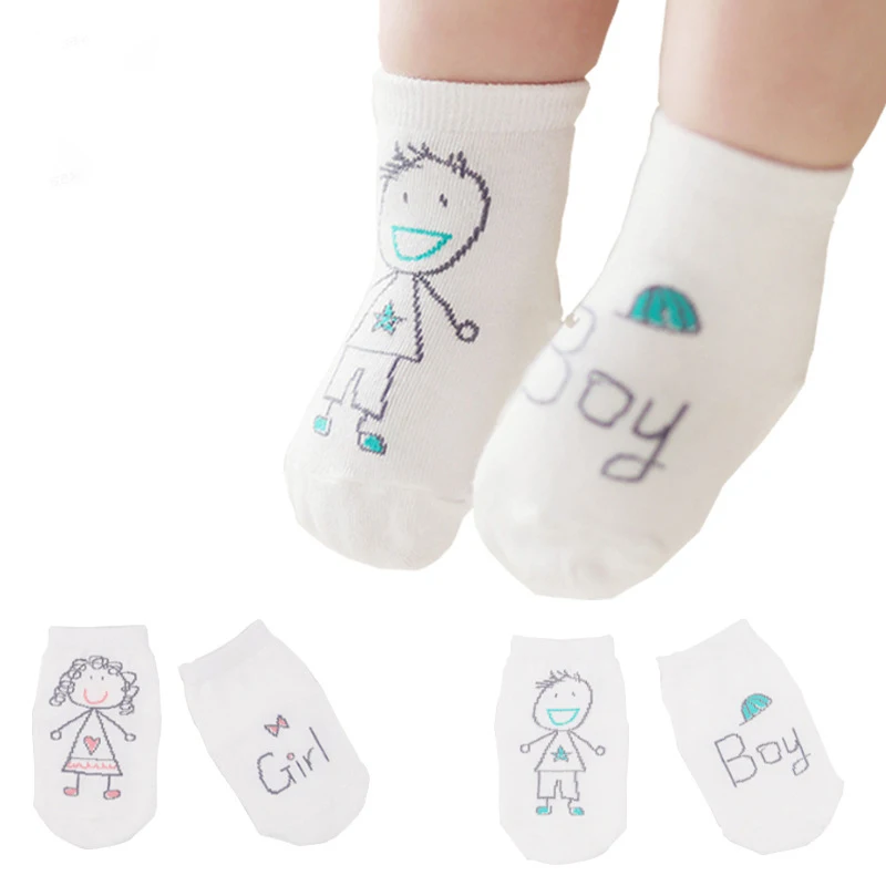 Милые носки с героями мультфильмов для малышей Нескользящие Асимметричные носки с узором для новорожденных, носки с вышивкой на лето и осень, NBB0012