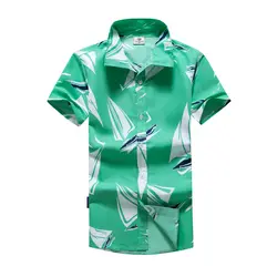 2018 Летняя мода Для мужчин s короткий рукав гавайская рубашка с принтом Пляжная рубашка Повседневное цветочные рубашки для Для мужчин