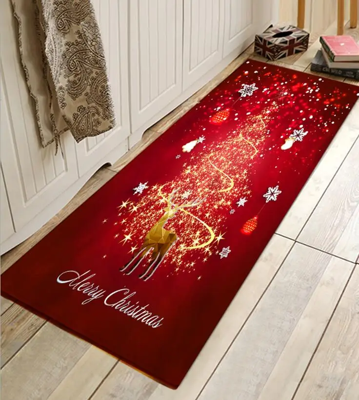 Рождественский красный мультяшный коврик в дверь, коврик для кухни, ванной комнаты, впитывающие коврики, нескользящий Alfombra, ковер для спальни ZYJ545 - Цвет: elk