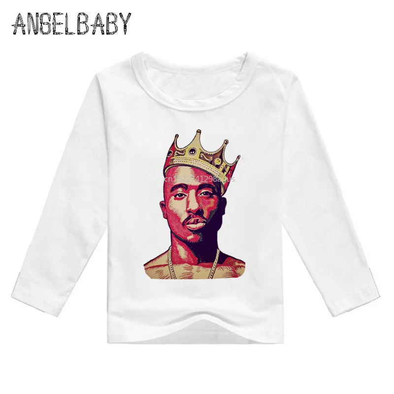 Одежда с принтом в стиле хип хоп для маленьких мальчиков и девочек Tupac 2pac детские
