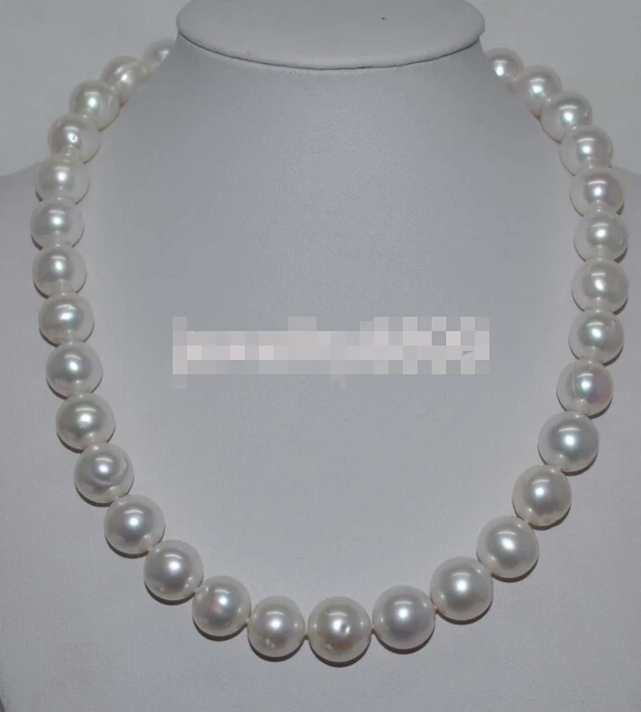 

HOT## Wholesale >>>> Outstanding luster Natural Rare white 13mm Round cultural Pearl NecklaceJ5097