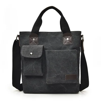 Деловые холщовые сумки, модные мужские портфели, винтажные сумки на одно плечо, высокое качество, сумки на плечо, сумки для мужчин - Цвет: black