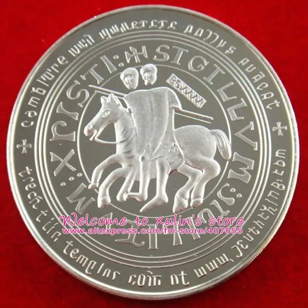 5 шт./партия, одна сувенирная монета из чистого серебра, плакированная Рыцари Тамплиер, монета