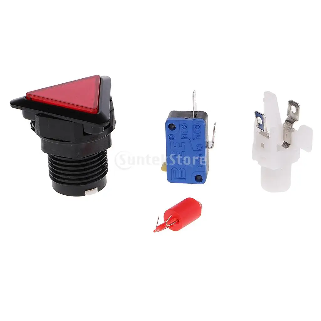 Triangle Arcade Game Machine Push Button with 12V led lamp illuminated 3.9x3.9cm