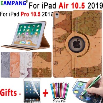

360 Rotating World Map Smart Tablet Case for Apple iPad Air 10.5 2019 iPad Pro 10.5 A1701 A1709 Cover Coque Capa Funda Holder