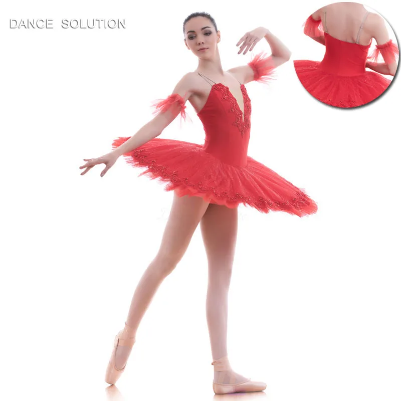 Red Spandex Bodice Pre-professional Ballet Tutu Pancake Dance Costumes Stage Performance Dress for Girl and Woman BLL050 | Тематическая