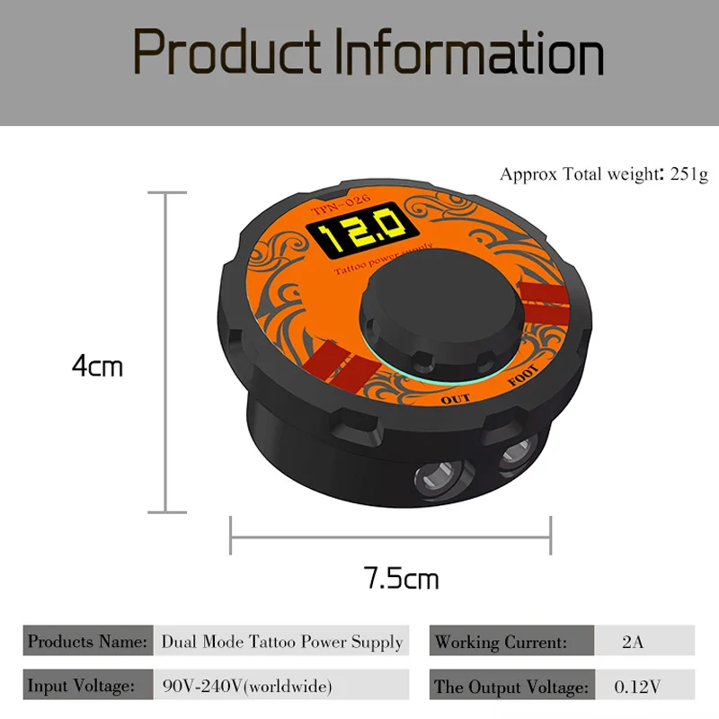 New Professional Mini Critical LCD Tattoo Power Supply Source with Power Adapter Tattoo Pedal for Coil& Rotary Tattoo Machines