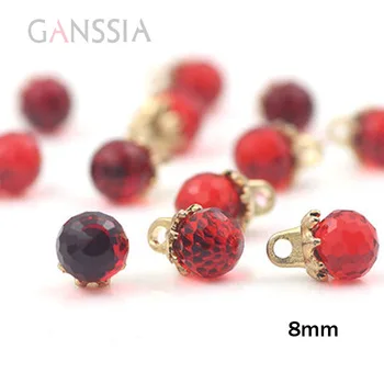 

10pcs/lot Size:8mm Beautiful Red imitation crystal round buttons, Sewing for shirt button, DIY Scrapbooking accessories(SS-98-2)