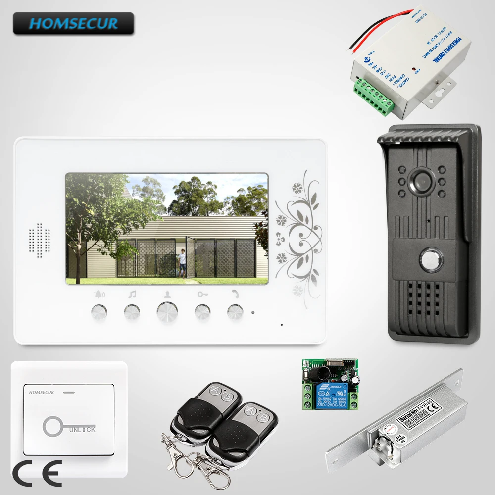 

HOMSECUR 7inch Wired Video Door Phone Intercom System Electric Strike Lock Set Included : XC003+XM709