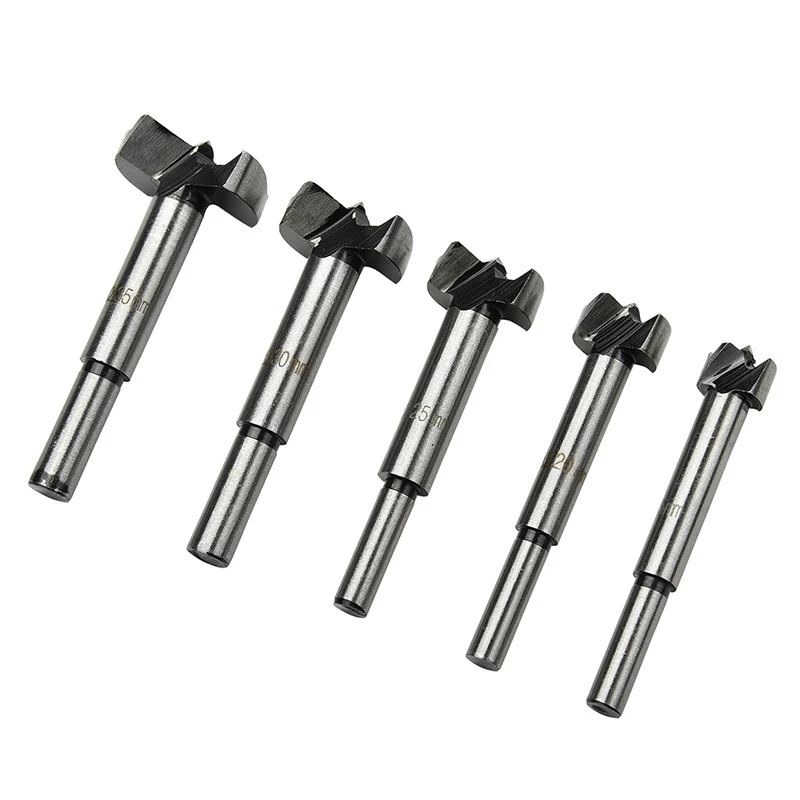 06 MPT 5Pcs Wood Drill Bit Set Forstner Auger Drill Bit Woodworking Hole Saw Wooden Wood Cutter Dia 15 20 25 30 35mm Round Shank