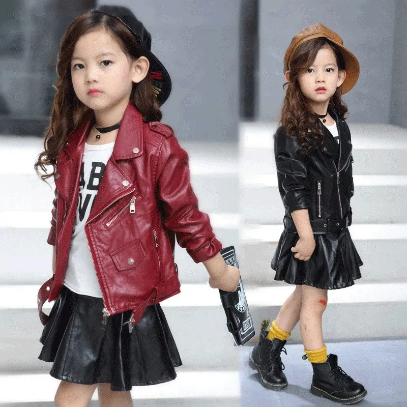  2019 New Fashion Spring and Autumn and the Wind PU Leather Leather Kids Coat Baby Boys and Girls Sh