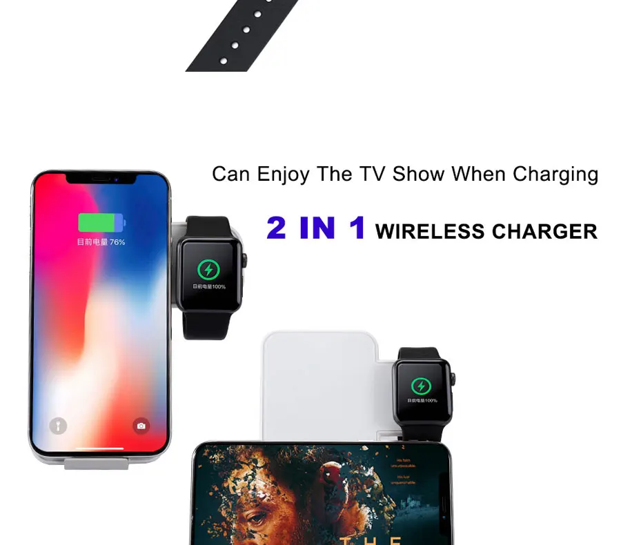 Qi Беспроводное зарядное устройство для iPhone XS XR X 8 Apple watch series 1 2 3 4 10 Вт быстрая зарядная док-станция для samsung S10 S9 Note 9