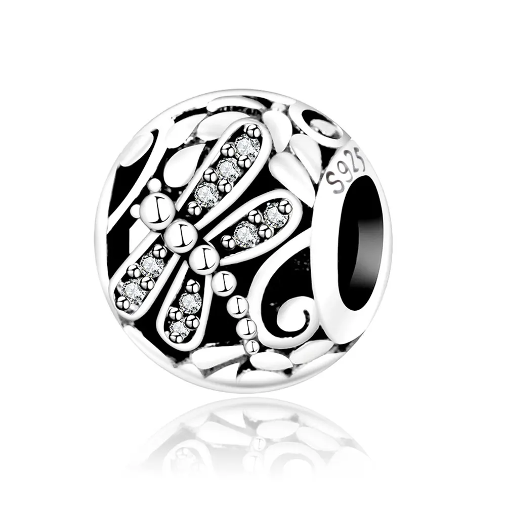 

Fit Original Pandora Charm Bracelet 925 Sterling Silver Dragonfly Meadow Charm Beads Rose Vintage Charms Jewelry Making Berloque